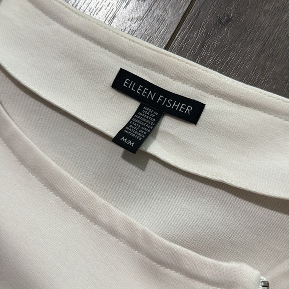 Eileen Fisher Flex Tencel Ponte Round Neck Angled Zip Ivory Jack M - Picture 4 of 6